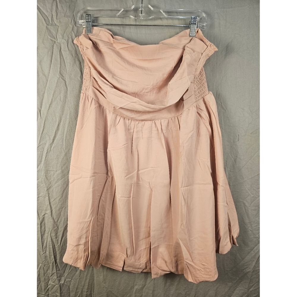 Wenrine Cicy Bell Pink Strapless Smocked Bubble Hem Mini Dress Womens XL NWT
